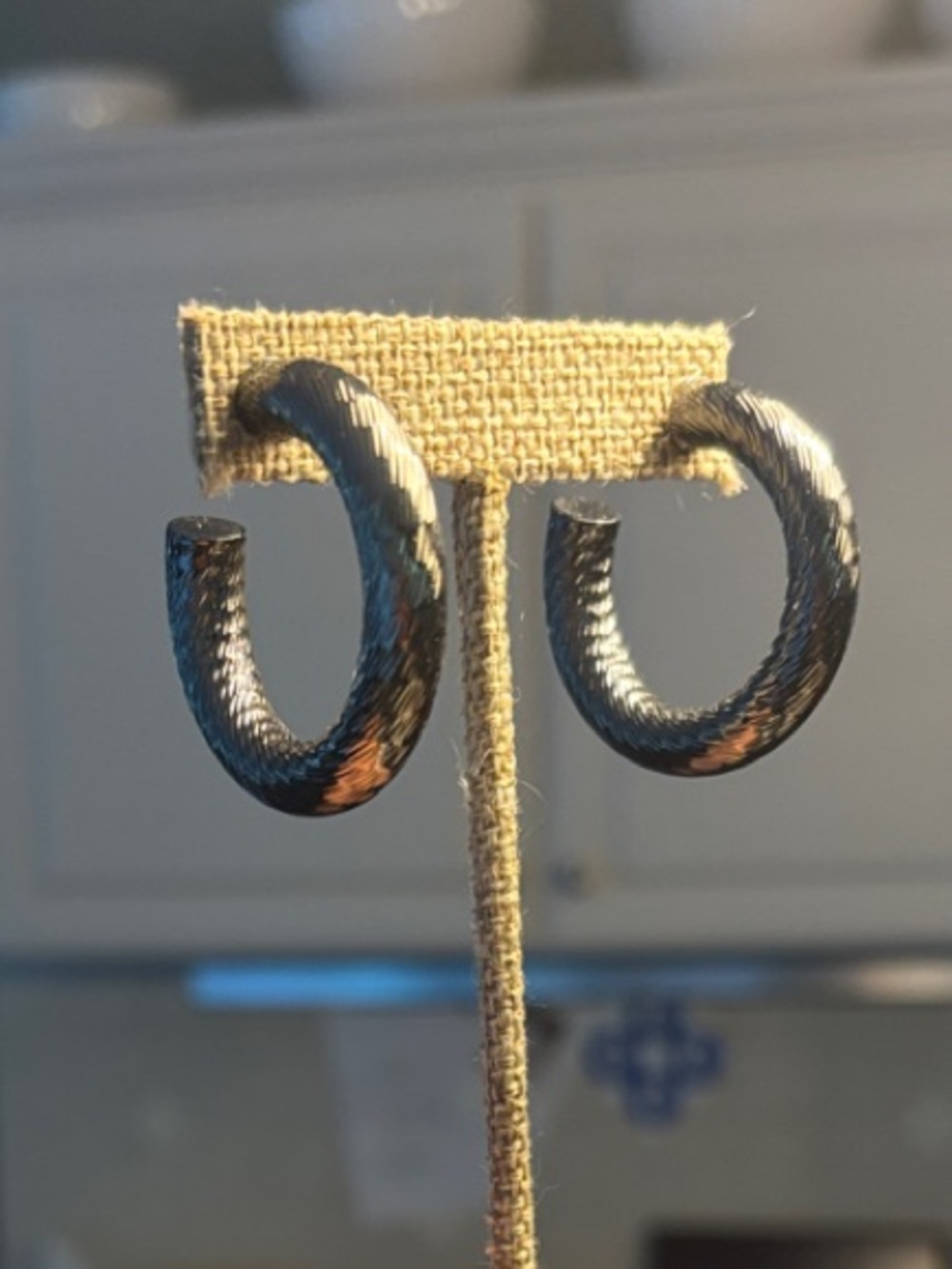 Park Lane Textured Hoop Earrings  in Hematite